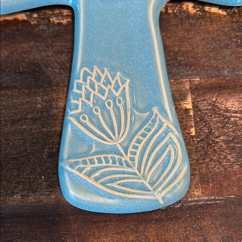 Blue Ceramic Cross Wall Decor NIB Amazing Grandma